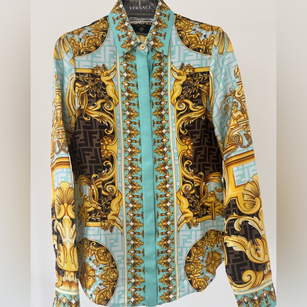 Fendace Barocco Fendi Zucca Monogram Silk Button Up Shirt SOLD OUT everywhere